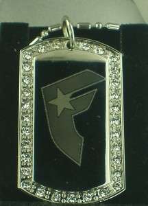 FAMOUS STARS AND STRAPS #1 CZ DOG TAG PENDANTS NECKLACE  