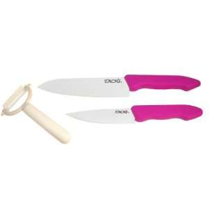  Tachi 4,6 3pc Ceramic Knife Set w/ Soft Rubber Handles 
