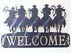 Western Decor WELCOME Sign Metal Wall Art, Cowboys & Horses, 24