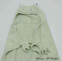 Pottery Barn Kids Green Frog Froggy Baby Towel Used  