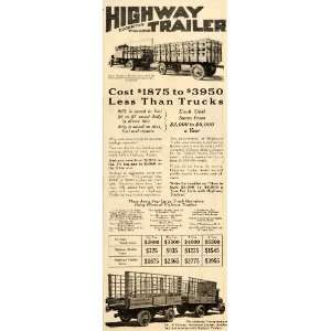  1920 Ad Highway Trailer Trucks Edgerton Wisconsin 