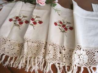 Hand Strawberry Embroidery Wide Crochet Lace Curtain  
