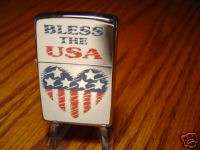 BLESS THE USA HEART RED WHITE AND BLUE ZIPPO LIGHTER MINT 2001  