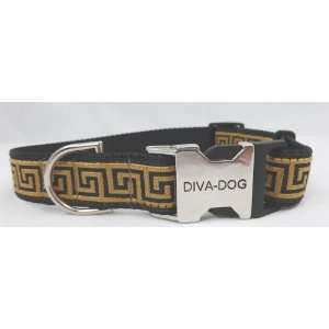  Diva Dog Greek Key Designer Ribbon Collar Fits 14 20 Neck 