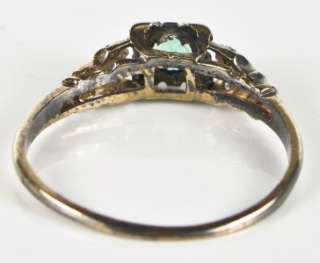   14k Hand Carved Gold 1/4ct Genuine Emerald & F VS Old Cut Diamond Ring