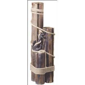  Set of Three Wood Pilings w/ Anchor & Fishermans Rope 