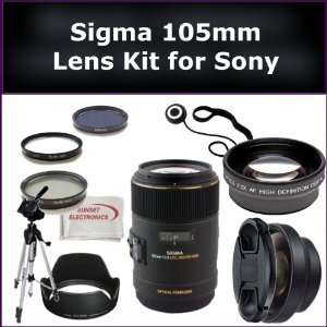  Sigma 105mm f/2.8 EX DG OS Macro Lens Kit for Sony Alpha 
