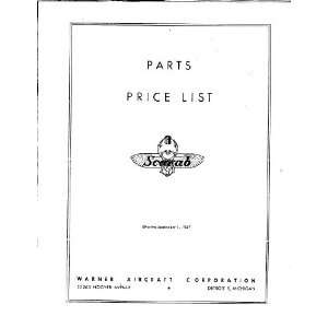    Warner Scarab Aircraft Engine Parts Price Manual Warner Books