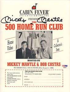 MICKEY MANTLE SIGNED 500 HOME RUN BROCHURE CUT PSA/DNA  