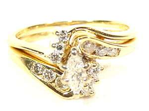 40ct 2pc Solitaire Diamond wedding set ring 14K gold  