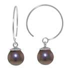   Products, inc 14K. White Gold Circle Wire Earrings with Black Pearls