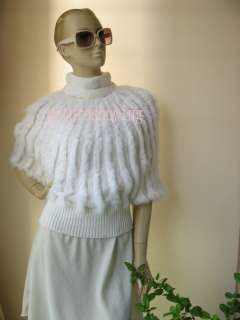  real knitted rabbit fur vest /jacket/coat/outwear /white 3#  