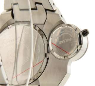 Mens Pulsar Steel ChronoGraph Date Alarm Tachymeter Watch Twin Design 