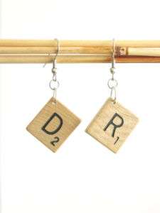 Scrabble Letter Trashion Recycle Earrings Your Initials  