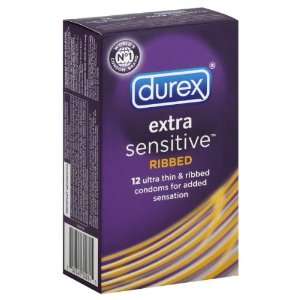 Durex Condoms, Latex, Premium Lubricated, Ultra Thin & Ribbed 12 