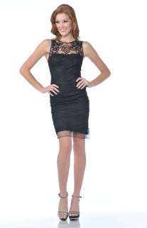 Trendy chic short dress with ribbon design with a sheer overlay