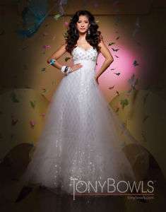 Tony Bowls 111522 White Silver Pageant Gown 10  