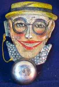 Vintage P.W. Germany HAROLD LLOYD Tin Litho BELL TOY  