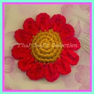 S14 6 x Big 13 Color Sun Flower Crochet Applique Cute  