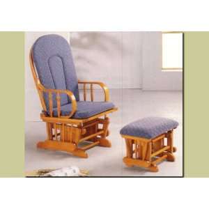  Oak Wood Finish Glider Rocker Rocking Chair Ottoman