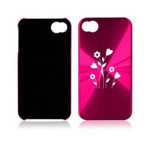   Hot Pink A365 Aluminum Hard Back Case Daisy and Heart Flowers Cell
