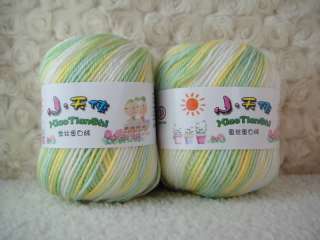Skeins Wool Cashmere Silk Baby Yarn;Sport;200g;Yellow Green Mixed
