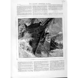   1874 HOPKINS FINE ART STORMY SEA SHIP RESCUE GOODWILL