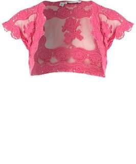 Bright Pink (Pink) Teens Pink Lace Shrug  223588976  New Look