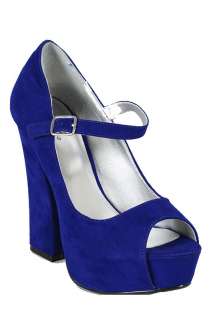   Honor 15 Royal Blue Velvet Platform Peep toe Dress Pumps Shoes 5.5 10