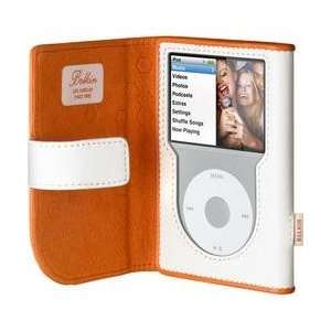  Orange/White Leather Folio Case For iPod(tm) classic Electronics