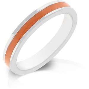   Gold Rhodium Bonded Eternity Ring with Orange Enamel Glitzs Jewelry