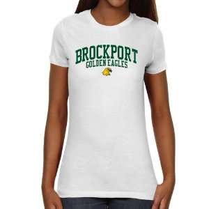 Brockport Golden Eagles Ladies Team Arch Slim Fit T Shirt   White 