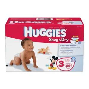  Huggies Snug & Dry Diapers, Size 3   86 ct Baby