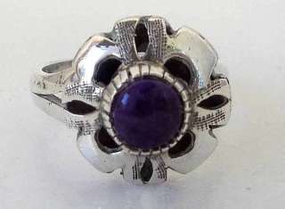 Vintage Mexico Sterling Silver Purple Stone Ring ~ 7.5  