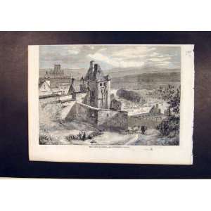  Castle Dieppe France French Old Print 1861 Antique