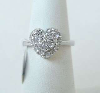 STERLING SILVER PAVE CRYSTAL HEART RING SIZE 5  