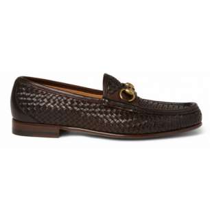    Shoes  Loafers  Loafers  Woven Leather Horsebit Loafers