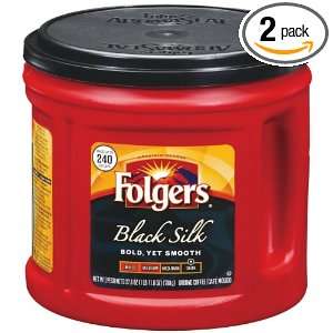 Folgers Coffee Ground Black Silk, 27.8 Ounce Packages (Pack of 2 