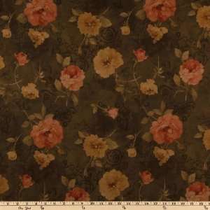  58 Wide Stretch Moleskin Floral Olive Fabric By The Yard 