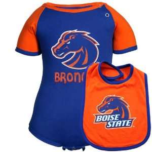   State Broncos Infant First Down Creeper & Bib Set   Royal Blue Orange