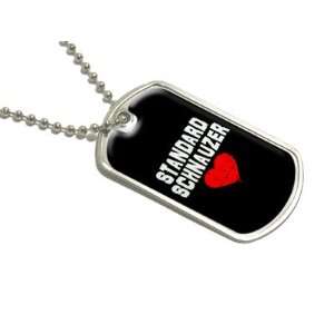Standard Schnauzer Love   Black   Military Dog Tag Luggage Keychain