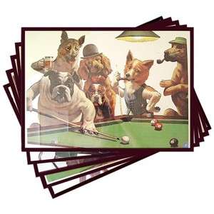 Dogs Playing Pool Mirrors (Set of All Five)  