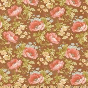   Large Floral Stone/Cocoa Fabric By The Yard Arts, Crafts & Sewing