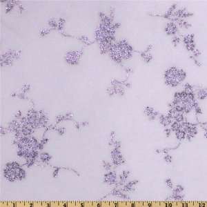  62 Wide Chiffon Glitter Knit Floral Lilac Fabric By The 