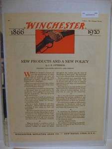 Vintage 1920 Winchester Firearms Magazine Ad  