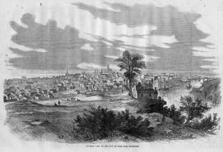 NASHVILLE, TENNESSEE CITY VIEW OF 1862, ANTIQUE PRINT  