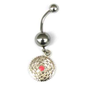  Sterling Silver Belly Ring Crown Chakra Charm Pink Enamel 