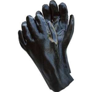  Safety Gloves   Black PVC Rough Finish, Interlock Lined 