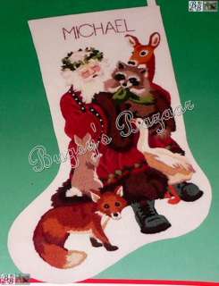 WOODLAND SANTA & Animals Crewel Christmas Stocking Kit  