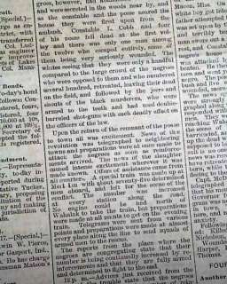 WAHALAK MS Mississippi RACE RIOT Negroes Blacks 1888 Newspaper Black 